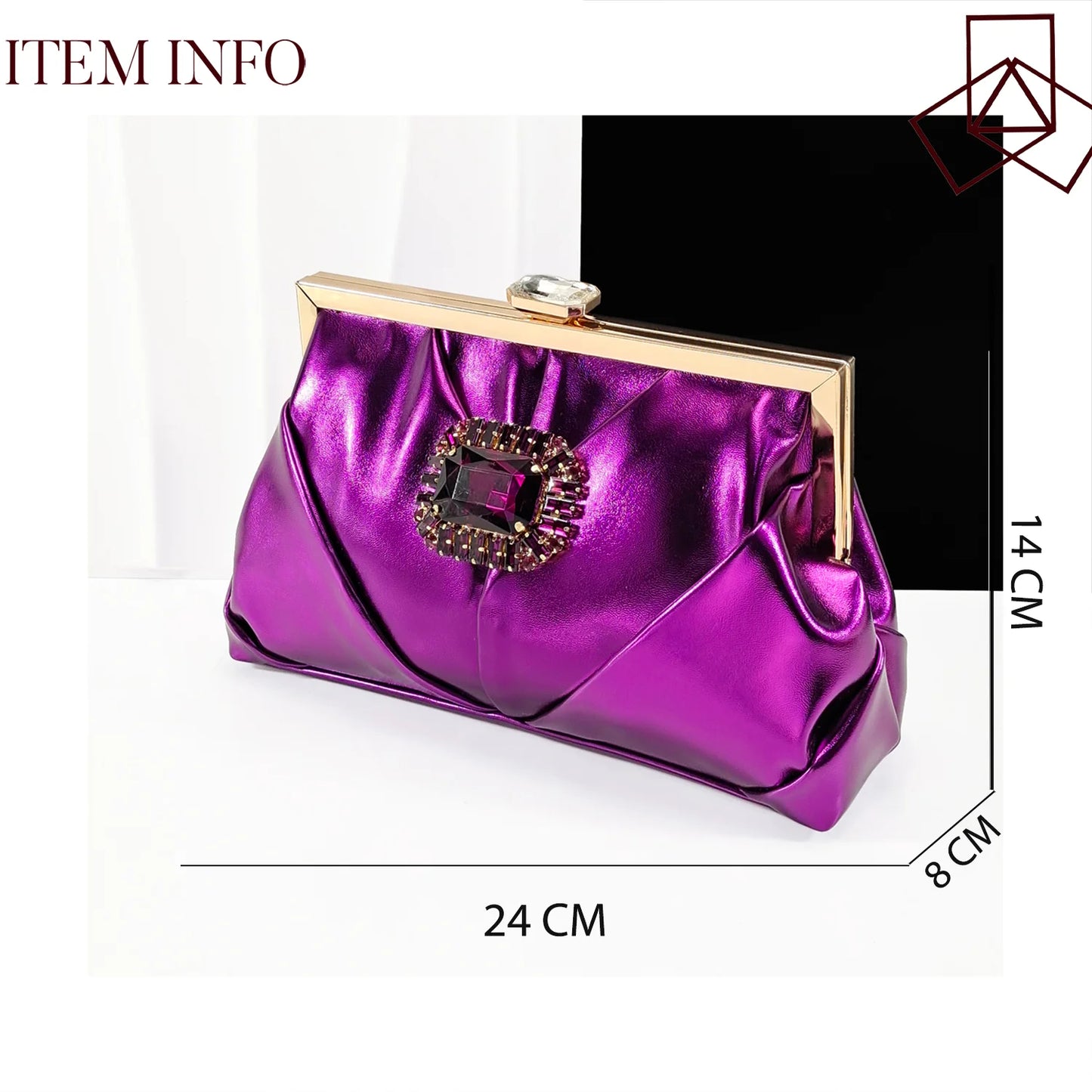 Queena Yan 2025 Nigerian Heel Party for Women Purple Color Shoes and Bag Set Rhinestone Handbag Italian Design Wedding