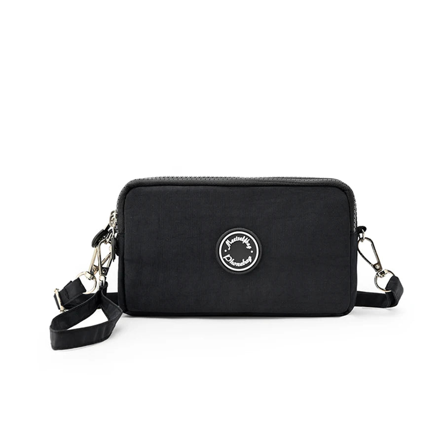 Fashion solid color triple zipper large capacity ladies crossbody travel portable popular zipper coin purse phone wallet