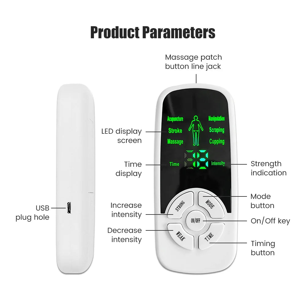 Electric Digital Tens Unit Acupuncture Pulse Massager Muscle Stimulator Therapy Pain Relief Meridian Full Body Massage Device