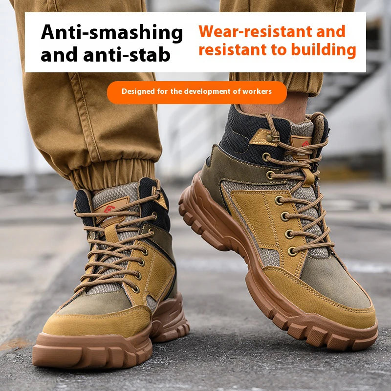 Outdoors Desert Boots Steel Toe Shoes Work Boots Indestructible Shoes Protective Boots Safety Shoes Combat Boots Puncture-Proof