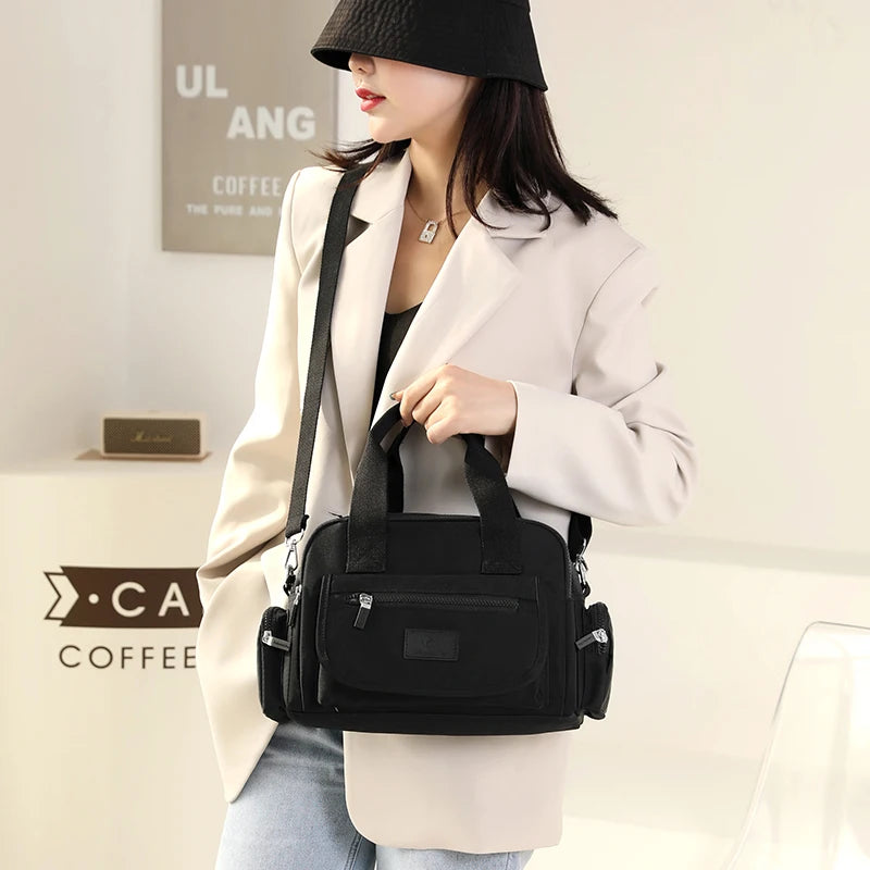 Fashion Multi Pocket Women‘s Handbag Durable Fabric Female Shoulder Bag Large Capacity Girls Shopping Bag Casual Tote SAC