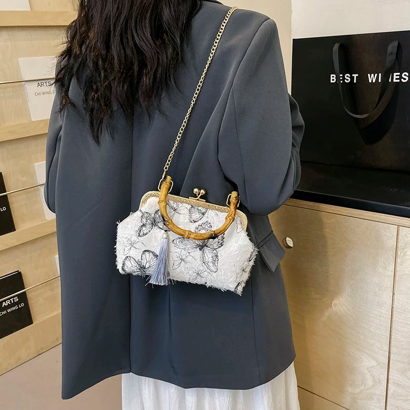 2024 New Chinese Qipao Bag, Women's Fashion Handbag, Elegant Classical Banquet, Party Making, Butterfly Pattern