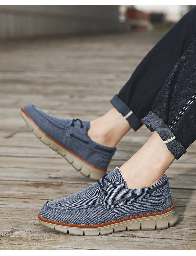 Men Canvas Sneakers with Soft Soles Casual Breathable Non-slip Men's Cloth Shoes Boat Shoes Men Comfortable Vulcanized Shoes