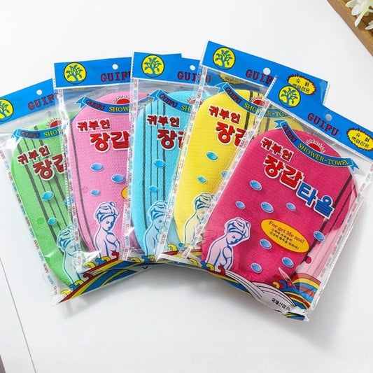 Italian Bath Towel for Body Scrubber Paired with Korean Adhesive Exfoliating Korean Mitt Massage Body Wash Gloves