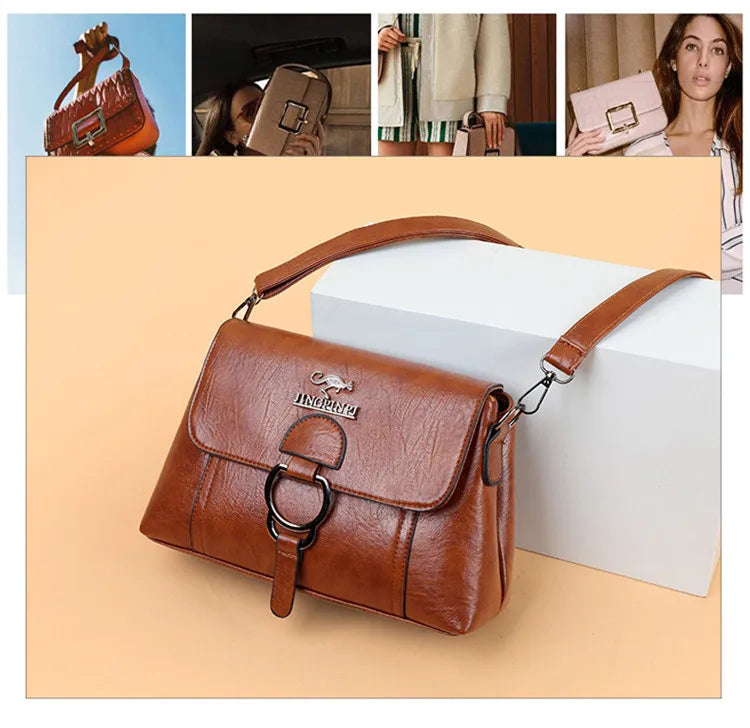 2025 Women's Single Shoulder Bag PU Soft Leather Texture Large Capacity Crossbody Handbag Simple Small Square Fashionable Bag