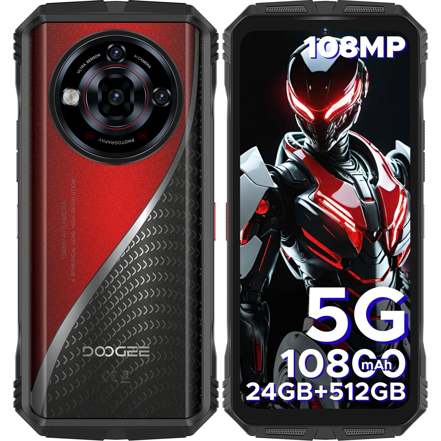 DOOGEE S118 Pro 5G Rugged Phone dimension 7050 6.6 ''FHD 120Hz 8GB RAM 512GB ROM 10800mAh Battery Cell Phone NFC Mobilephones