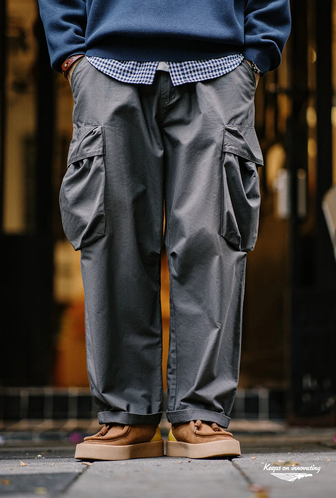 Maden Vintage Thick-Soled Patchwork Leather Shoes Low-Cut Casual Ankle Boots Versatile Dress Shoes for Men's Autumn and Winter