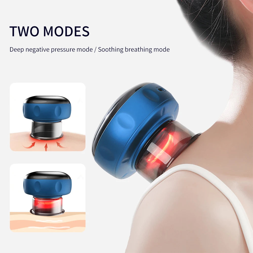 Body Cupping Scraping Massager Smart Electric Vacuum Cupping Red Light Heating Suction Cup Device for Body Back Neck Arm Massger