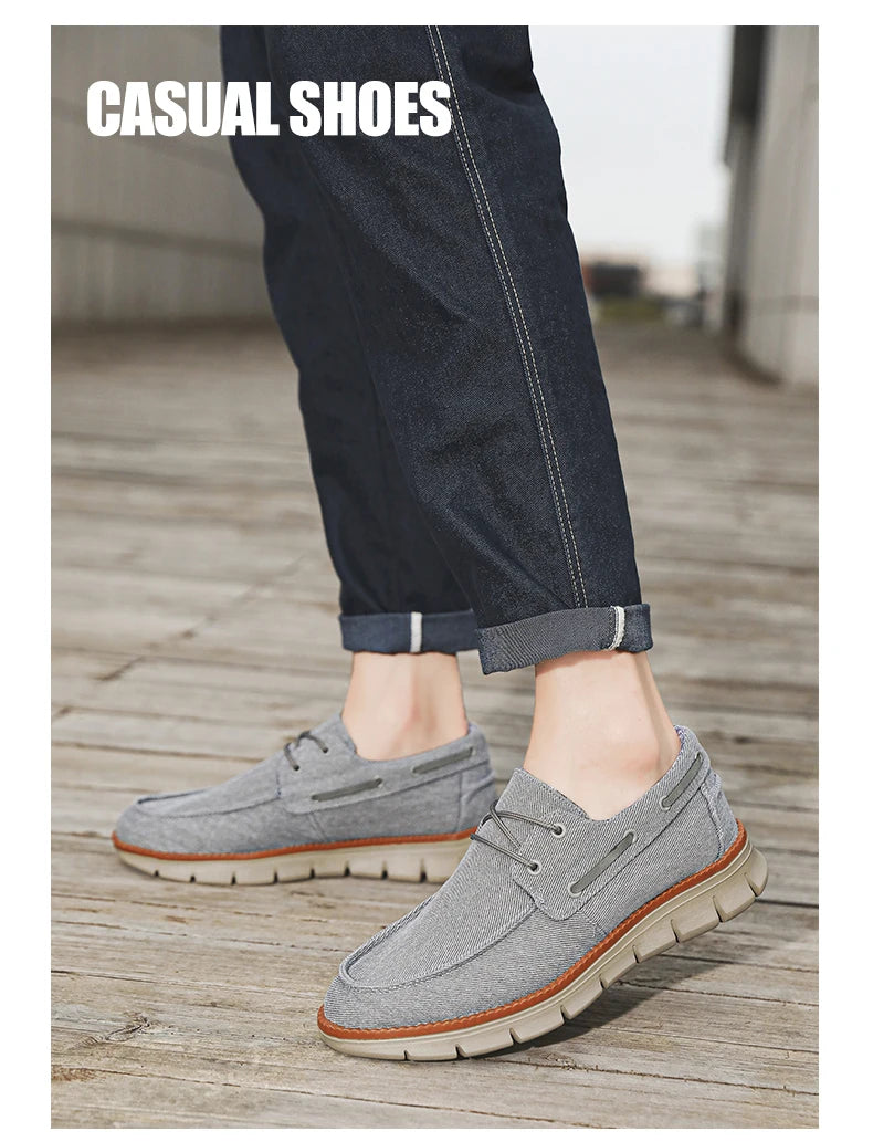 Men Canvas Sneakers with Soft Soles Casual Breathable Non-slip Men's Cloth Shoes Boat Shoes Men Comfortable Vulcanized Shoes