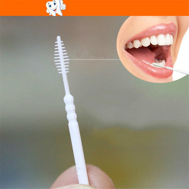 100pcs Double-headed Dental Brush Teeth Sticks Floss Pick Toothpick Tooth Clean Oral Care Interdental  Food Grade PP