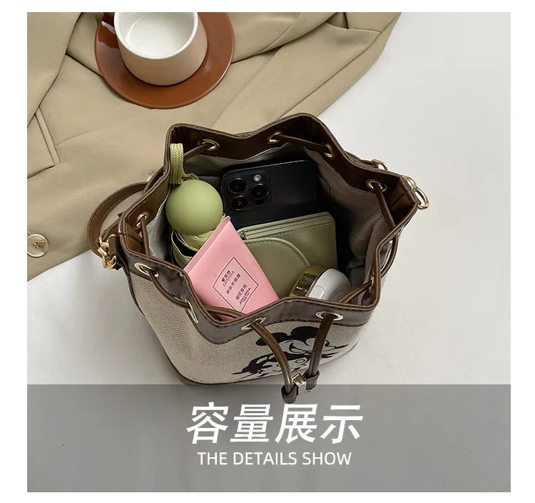 Disney Mickey New Women's Shoulder Bag Cartoon Cute Women's Handbag Fashion Trendy Women's Bag Large Capacity High Quality