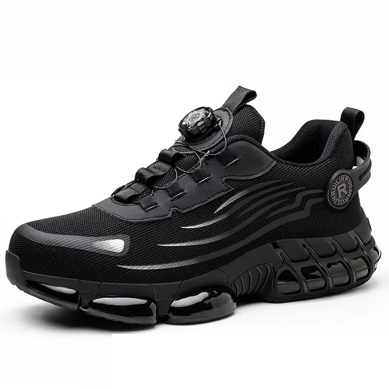 Rotating Button Work Sneaker Air Cushion Steel Toe Safety Boots Anti-Smash Work Shoes Indestructible Protective Safety Shoes Men