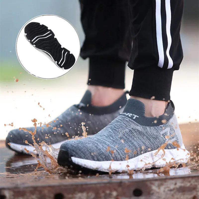 Size 36-46 Men Women Safety Work Boots Outdoor Hiking Shoes Air Mesh Sneaker Popcorn Sole Kevlar Insole Anti-smash Steel Toe Cap