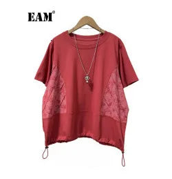 EAM Black Color-block Sequins Big Size Blazer Women New Lapel Long Sleeve Jacket Fashion Tide Spring Autumn 2025 CPG1490