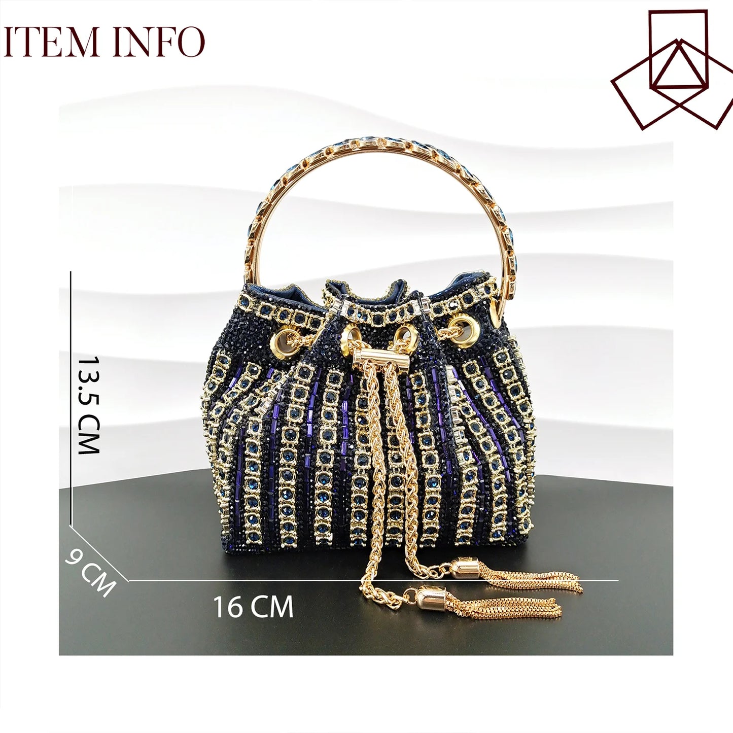 African Fashionable Shiny Handbag Banquet Ladies Bag Full Of Diamonds Semi-Circle Bracelet Bag