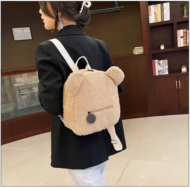 Girl Cute Backpack Women Sweet Travel Backpack Bag High Quality School Bag Girl Solid Soft Handbag Backpack Women