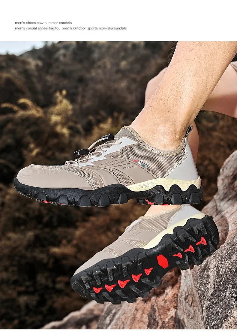 Summer Men's Hiking Shoes Mesh Breathable Sneakers Outdoor Light Men Trekking Trails Shoes Male All Day Walking Work Sneakers