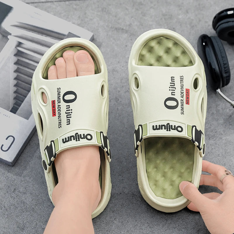 2025 New Men Slippers Summer Slides Dual-purpose Sandals EVA Soft-sole Unisex Men Women Indoor Outdoor Walking Beach Shoes