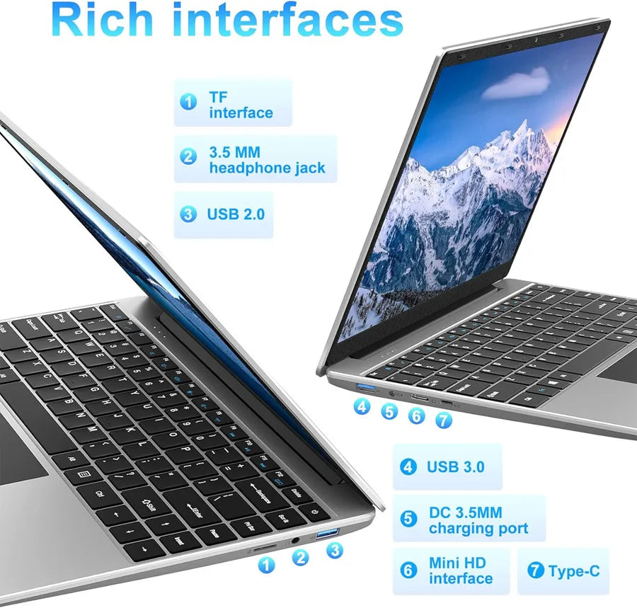 14 吋 Windows 11 筆記型電腦 EZbook S5，12GB LPDDR4 內存，256GB SSD，1080p FHD，J4105 CPU，賽揚 4 核心處理器