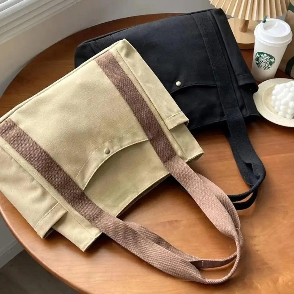 Large Capacity Tote Canvas Bag for Work Outgoing High Appearance Commuting Versatile Art Student Clothing Book Shoulder Bag Bag