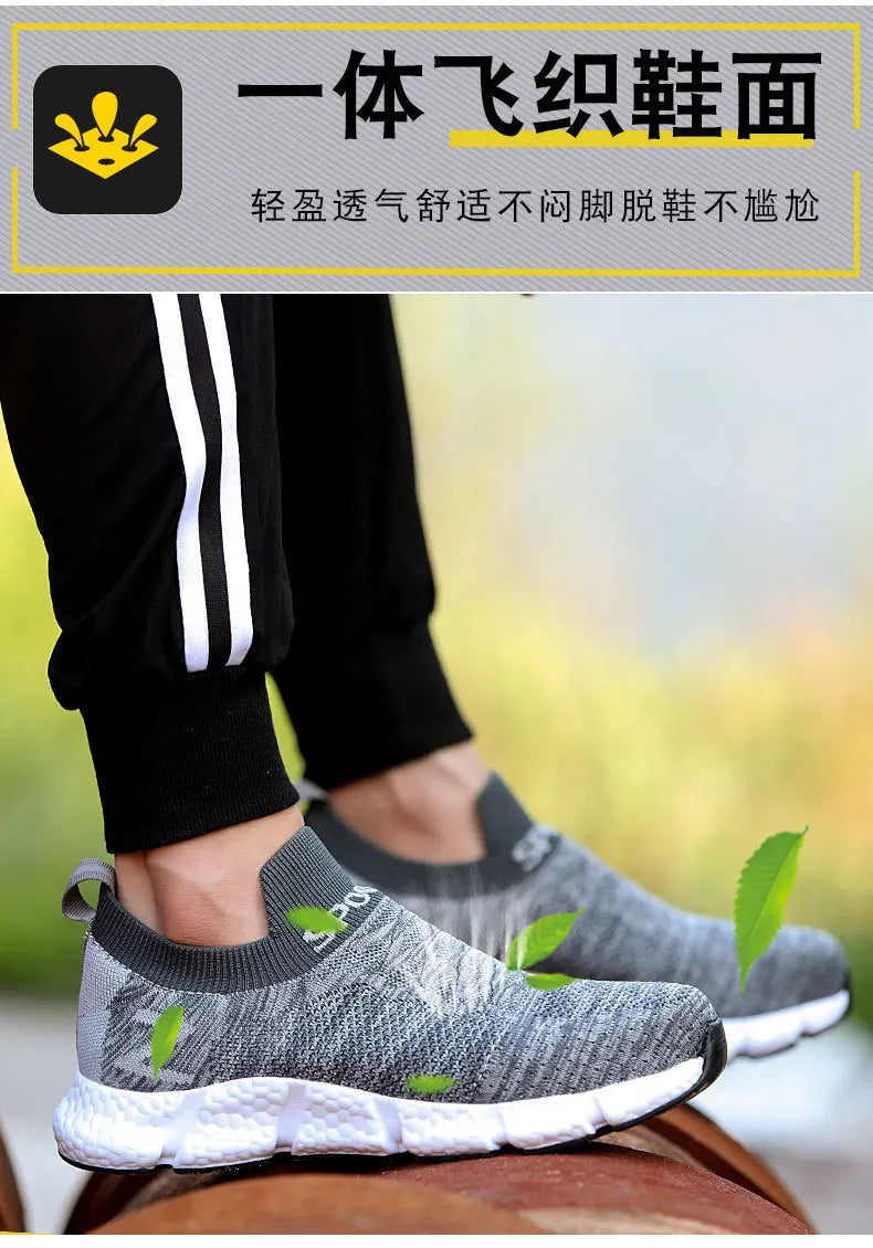 Size 36-46 Men Women Safety Work Boots Outdoor Hiking Shoes Air Mesh Sneaker Popcorn Sole Kevlar Insole Anti-smash Steel Toe Cap