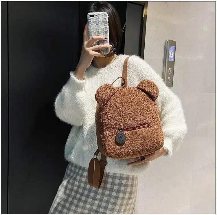 Girl Cute Backpack Women Sweet Travel Backpack Bag High Quality School Bag Girl Solid Soft Handbag Backpack Women