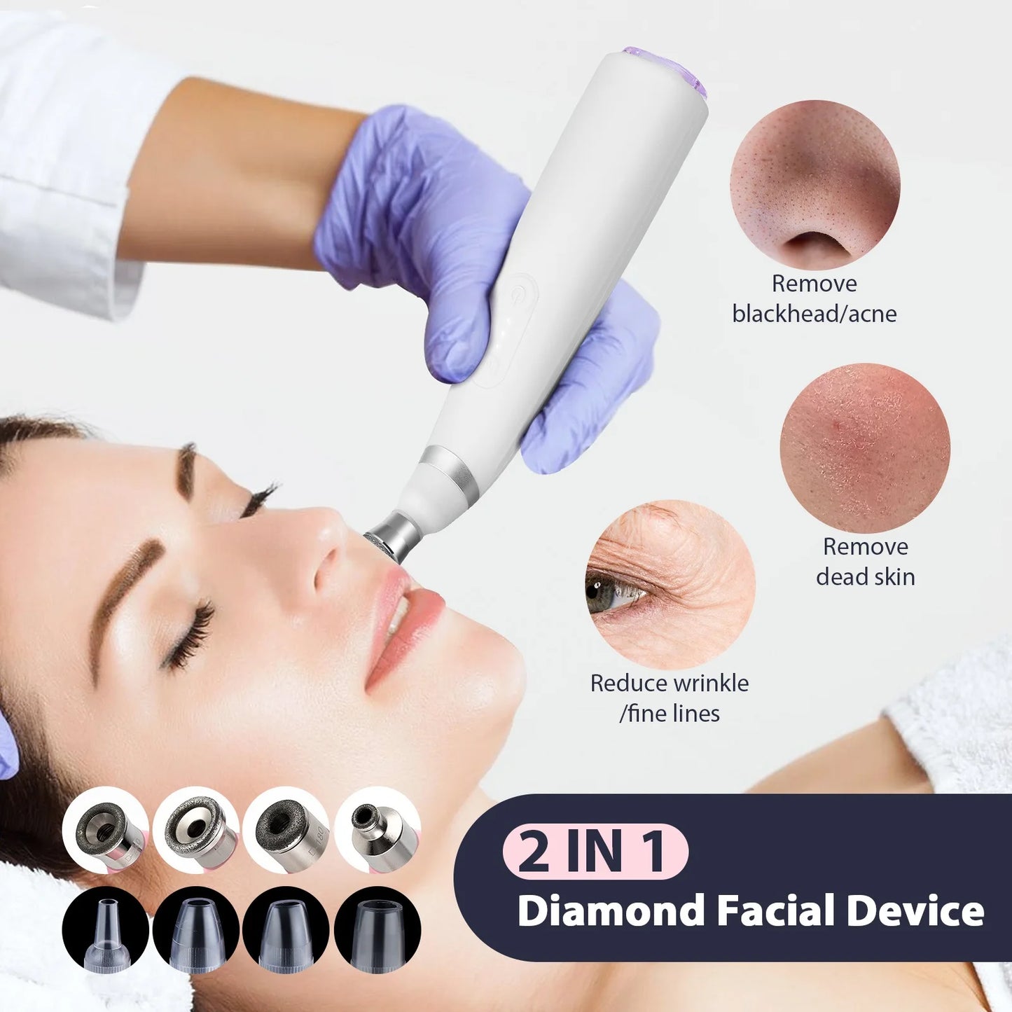Foreverlily Portable Diamond Peeling Machine Microdermabrasion Facial Cleaning Device Exfoliation Vacuum Blackhead Remover
