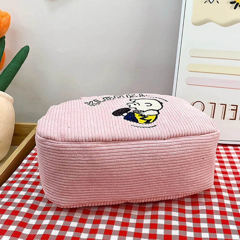 Corduroy Cartoon Shoulder Bag Cute Embroidered Handbag Women's Casual Crossbody Bag Adjustable Shoulder Straps