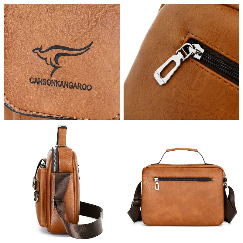 Fashion Men's Shoulder Bag Portable PU Leather Handbag Business Briefcase Travel Bag Man Crossbody Bags for Men Satchel Purse