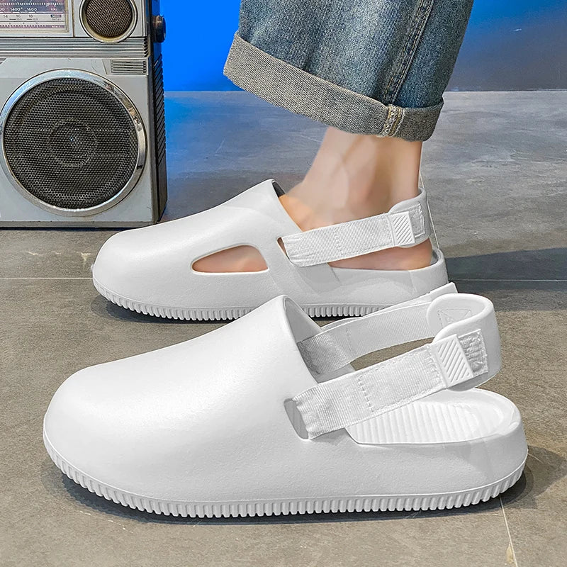 Summer Men Slippers Platform Outdoor Beach Sandals Clogs Quick Dry Non-Slip Indoor Home Slides Bathroom Shoe Male Casual Loafers