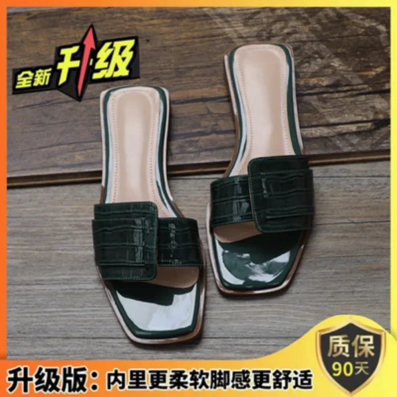 Flat with Summer Modern Slippers Outside Concise Ladies Shoes 2024 Hot Sale Solid Shallow Adult   Chinelos