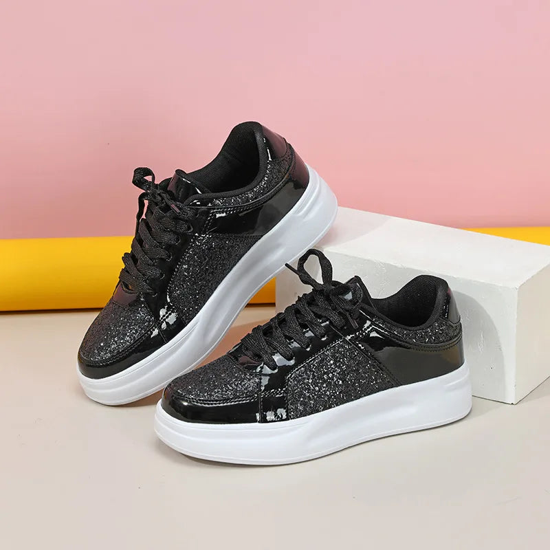 Women Shoes Spring 2024 New Fashion Vulcanized Sneakers for Women Casual Shoes Outdoor Walking Footwear Size 36-45 Gold Silver