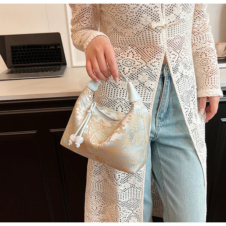 Fashionable Chinese Embroidery Handbag Brand Versatile Shoulder Bag 2025 New Chinese Style Tote Bag Trend Designer Travel Wallet