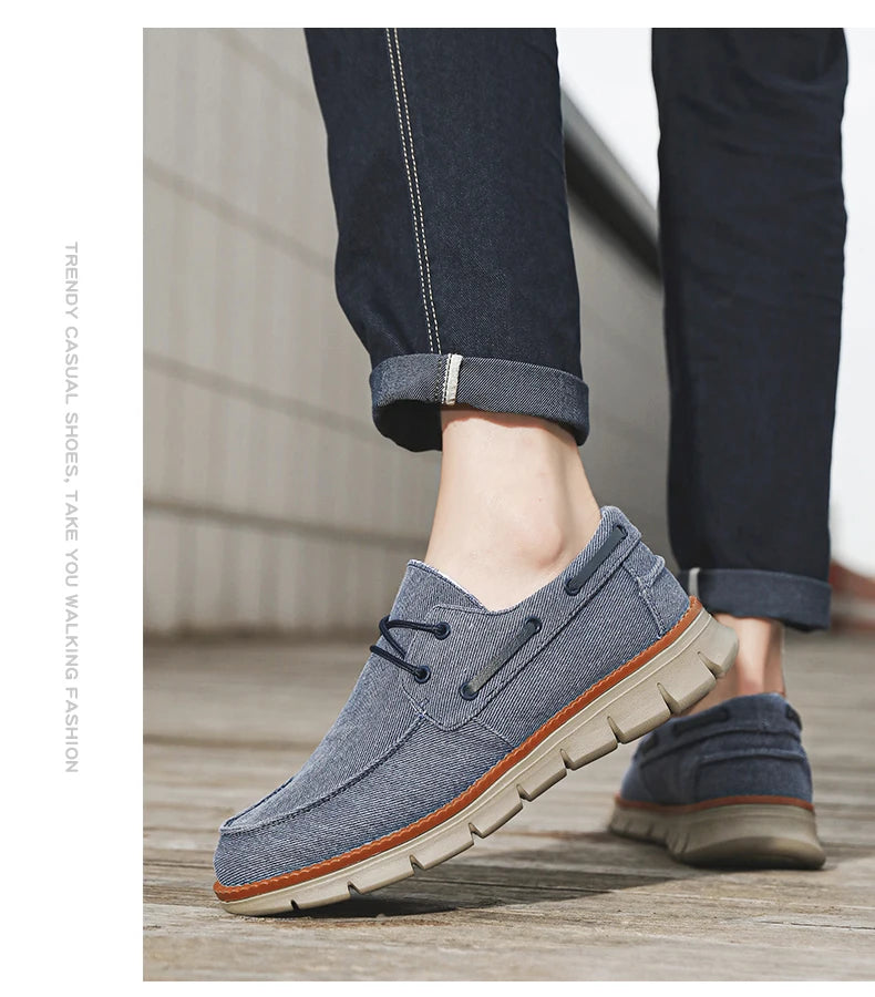 Men Canvas Sneakers with Soft Soles Casual Breathable Non-slip Men's Cloth Shoes Boat Shoes Men Comfortable Vulcanized Shoes