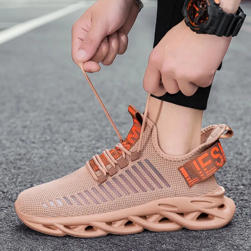 YRZL Men Shoes Comfortable Casual White Sneakers Breathable Platform Running Shoes for Men Mesh Tenis Sport Shoes for Men