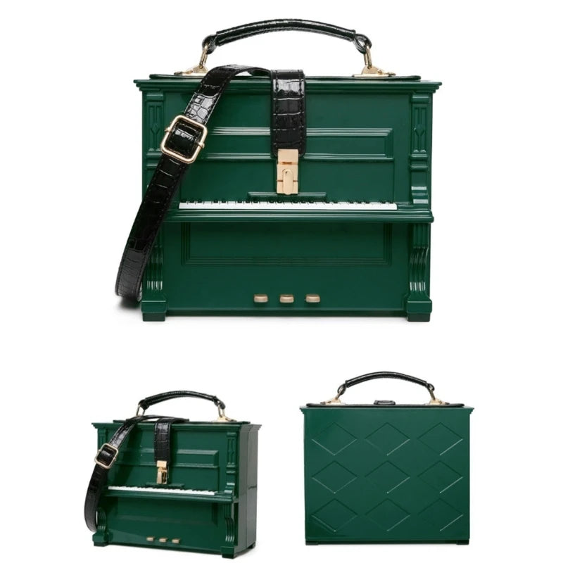 Women Vintage Acrylic Piano Shaped Clutch Box Shoulder Bag Elegant Evening Crossbody Handbag Top Handle Purse Dropship