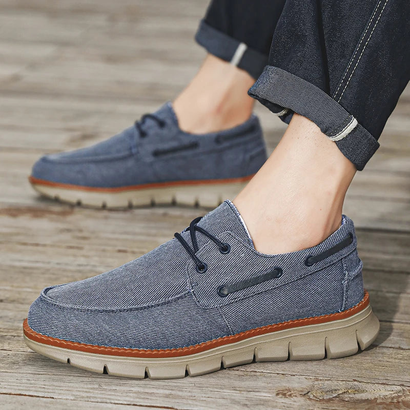 Men Canvas Sneakers with Soft Soles Casual Breathable Non-slip Men's Cloth Shoes Boat Shoes Men Comfortable Vulcanized Shoes
