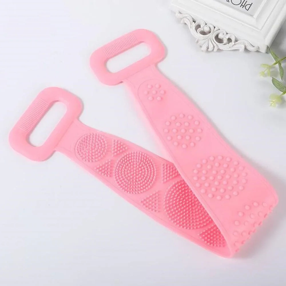 1pc Silicone Body Scrubber Exfoliating Massage Brush Bath Towel Shower Back Cleaning Tool Long Rubbing Back Body Clean Brush