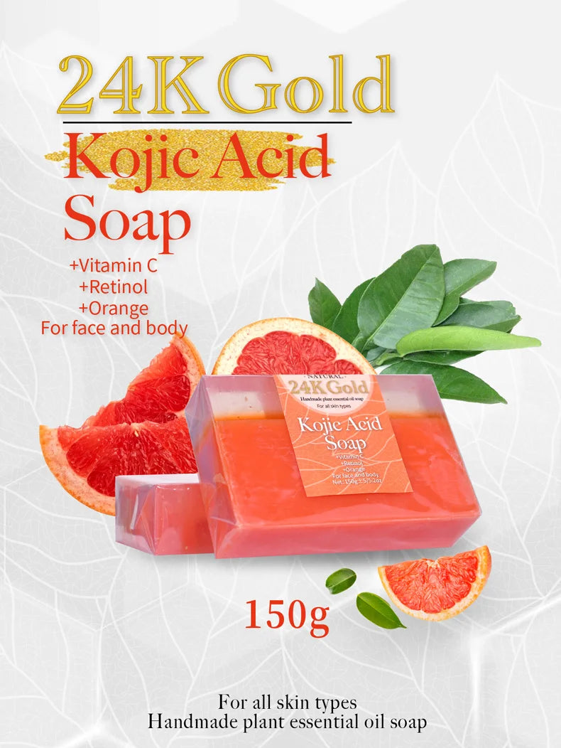 150G QS Kojic Acid Essential Oil Moisturizing Cleansing Soap Deep Cleaning Handmade Soap Facial Cleaning Shower Soap