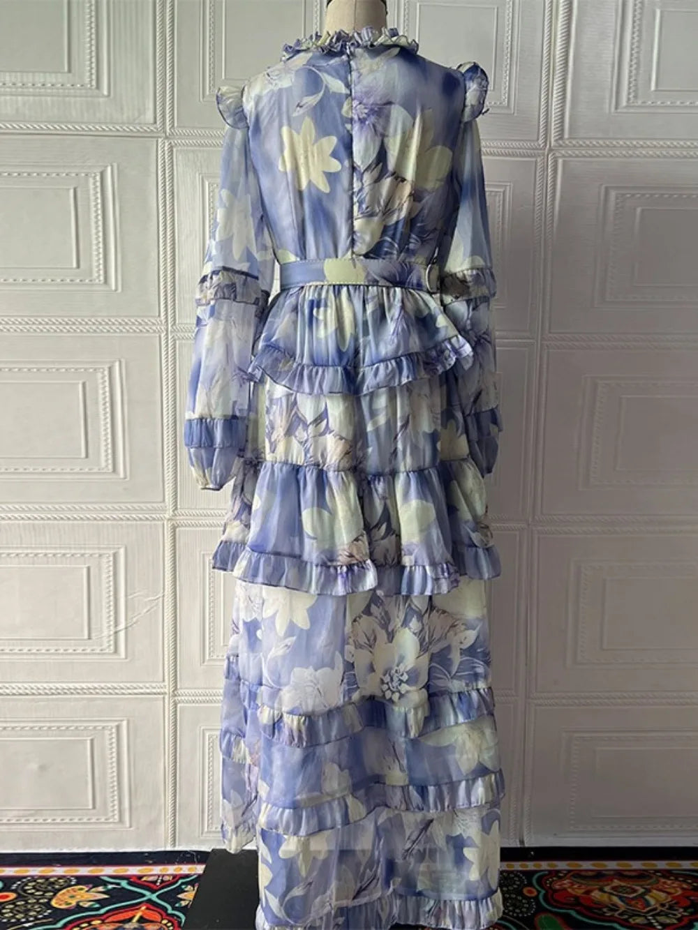 Eid Women Party Dress Abaya Muslim Ruffle Print Jalabiya Ramadan Sweet Long Dresses Vestidos Largos Kaftan Arab Long Robe 2025