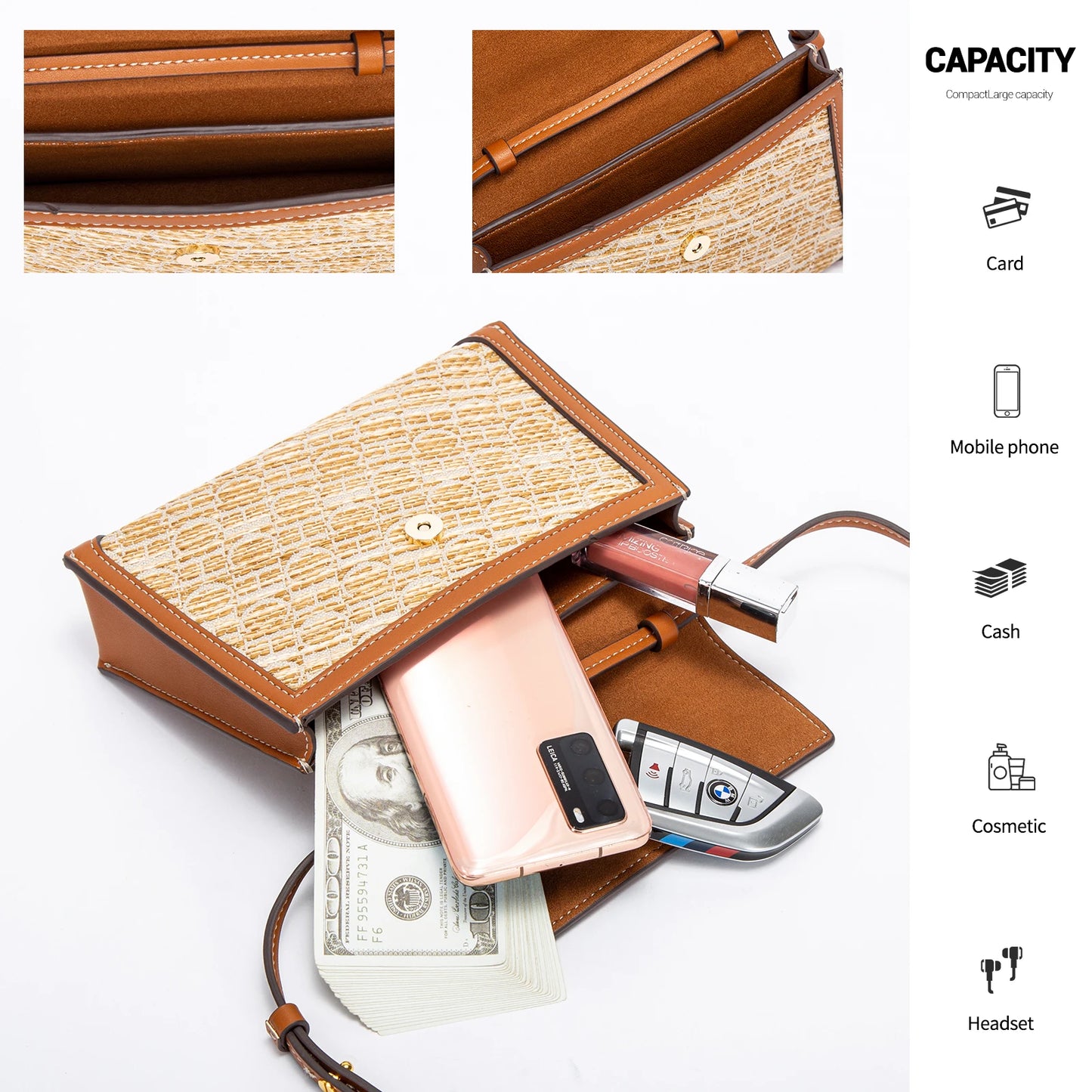 CHCH Women's Shoulder Bag New Handheld Flip Panel Panel Design Handbag