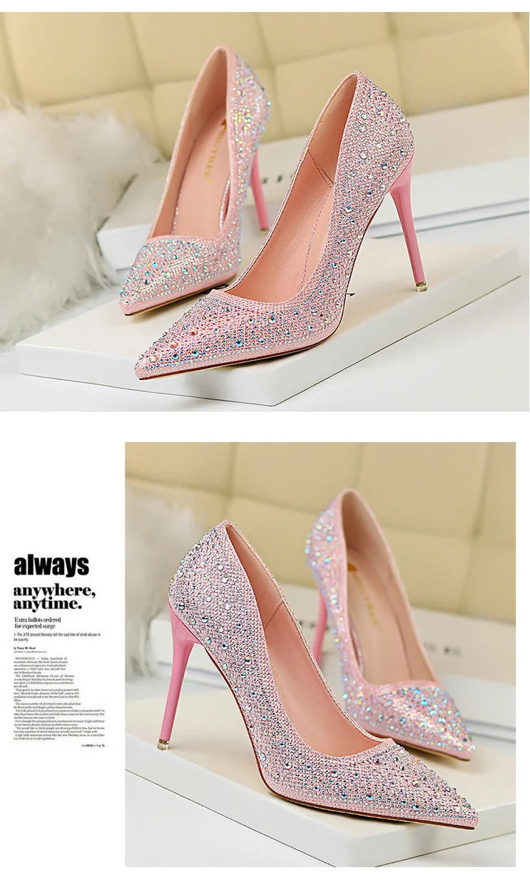 Rhinestone Women Pumps Sexy Stiletto Women High Heels Pointed Toe Women Heels Pumps Women Shoes Party Wedding Shoes Scarpe Donna