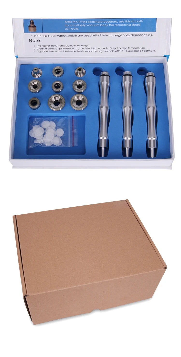 Professional Diamond Microdermabrasion Machine 65-68cmHg Suction 9 Tips Facial Exfoliation Skin Dermabrasion Machine