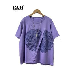 EAM Black Color-block Sequins Big Size Blazer Women New Lapel Long Sleeve Jacket Fashion Tide Spring Autumn 2025 CPG1490