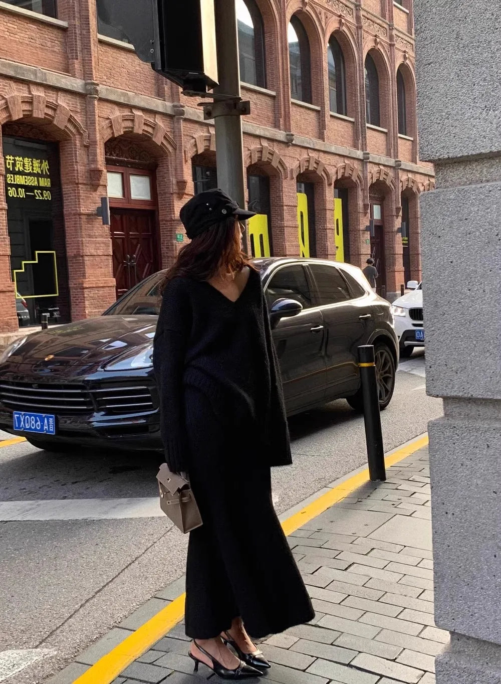 Elegant Solid Sweater Skirts Suits for Women Autumn Winter Fashion V-Neck Pullover Knitted Top Loose Skirt Casual Two Pieces Set