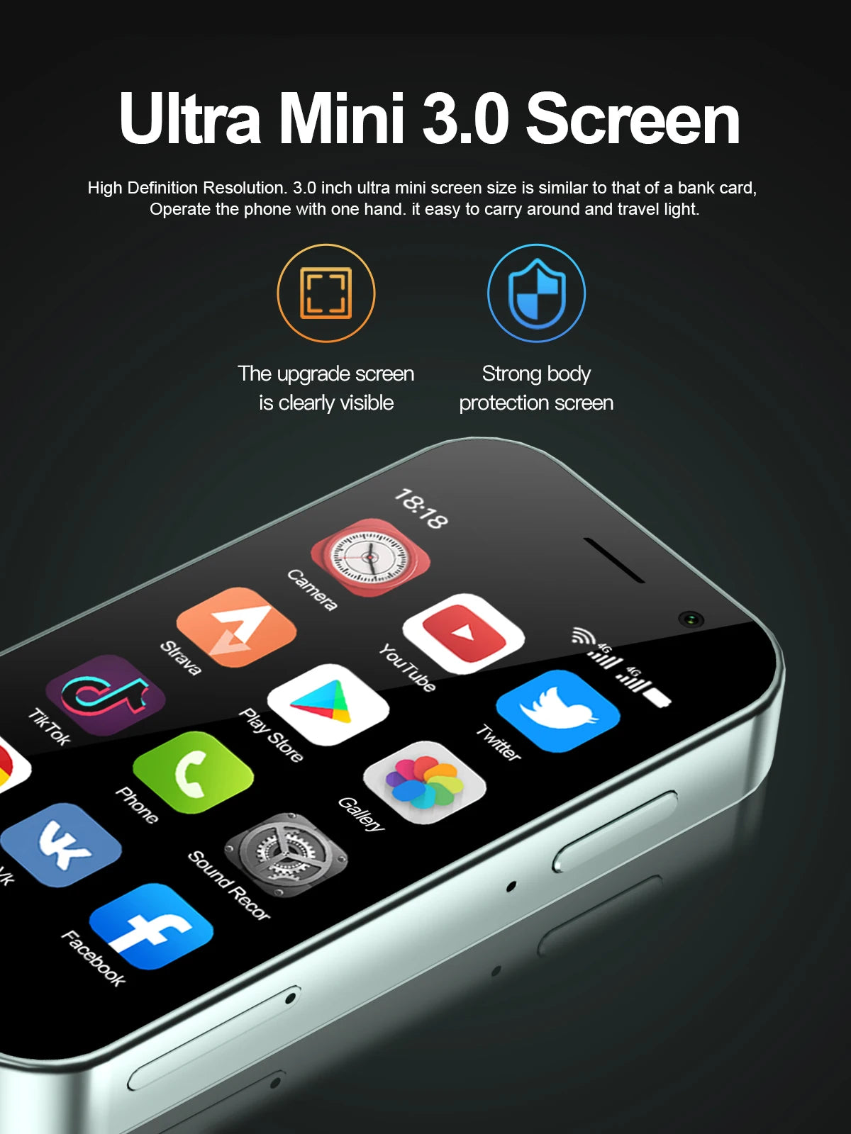 SERVO KING 9000 3.0" HD Display Small Smartphone Android 10.0 Network 4G LTE 2GB+16GB 2000mAh Face Recognition Mini Mobile Phone