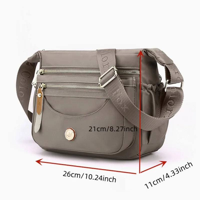 New Female Nylon Bag Casual Shoulder Bag Multi-layered Phone Bag Multi-pocket Shoulder Bag Solid Color Ladies Crossbody Bag