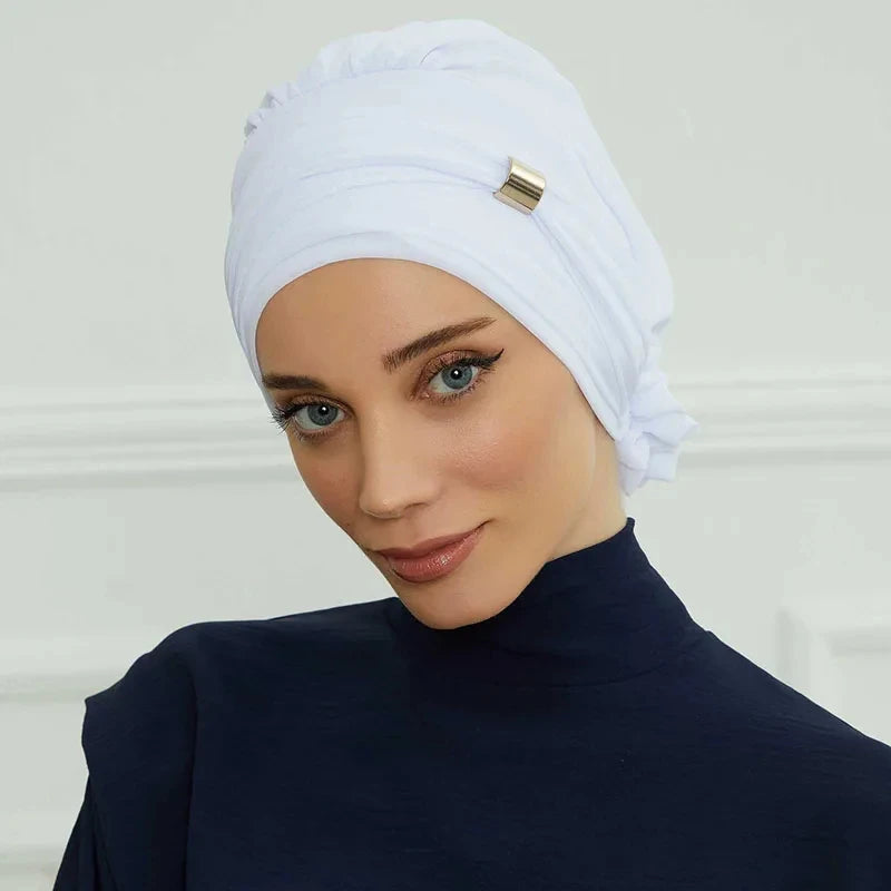 Muslim Solid Instant Turban Hat Hijab Women Caps Islamic Bandana Bonnet Fashion