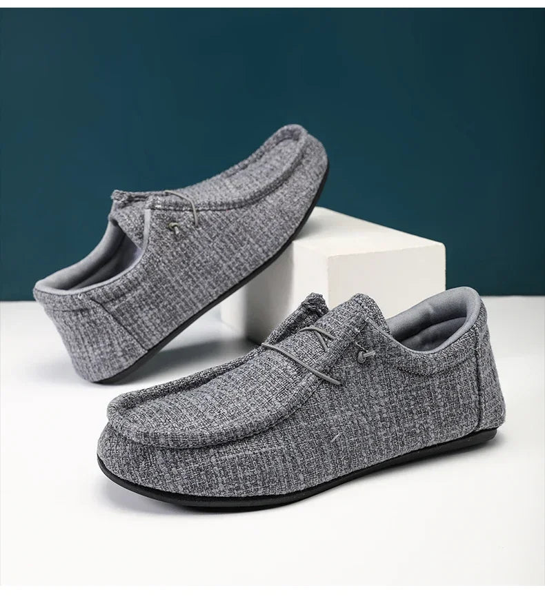 YRZL Summer Men's Canvas Boat Shoes Moccasins Casual Loafers Mens Slip-on Green Lightweight Breathable Comfortable Driving Shoe