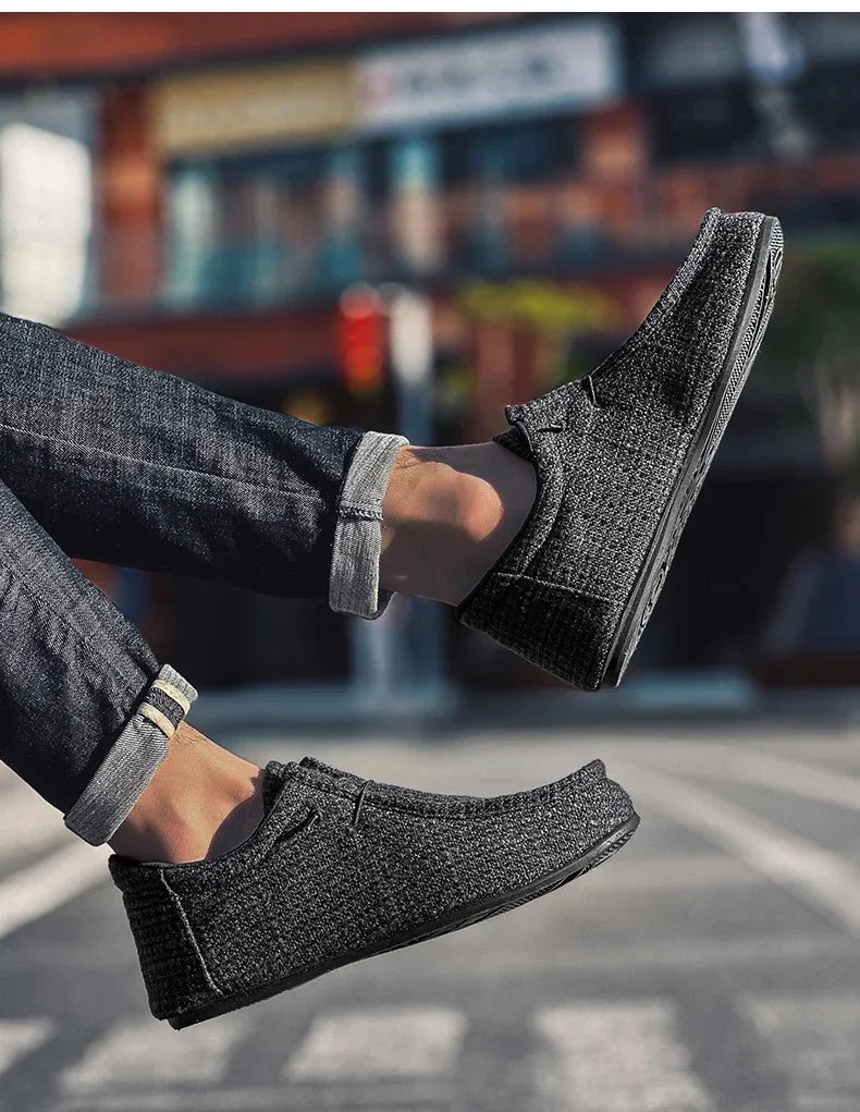 YRZL Summer Men's Canvas Boat Shoes Moccasins Casual Loafers Mens Slip-on Green Lightweight Breathable Comfortable Driving Shoe